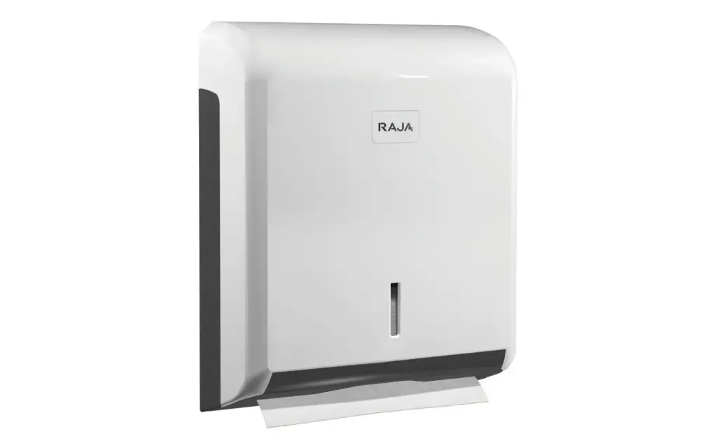 RAJA Distributeur d'essuie-mains capacité 400 à 600 feuilles en ABS avec fermeture à clé - Blanc