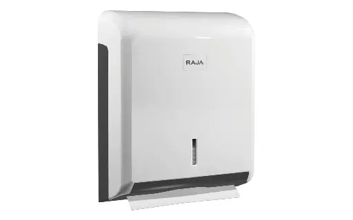 RAJA Distributeur d'essuie-mains capacité 400 à 600 feuilles en ABS avec fermeture à clé - Blanc